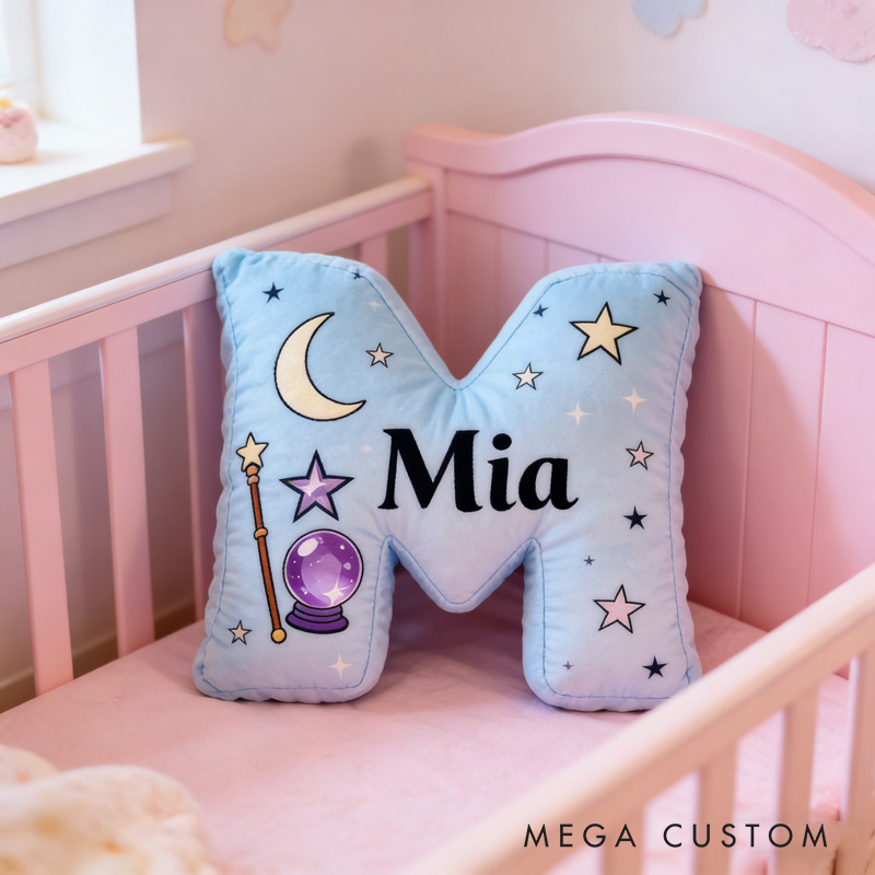 Personalized Cartoon Magic Letter Pillow with Your Name Soft Stuffed Toy for Kids Unique Decorative Cushion for Room
