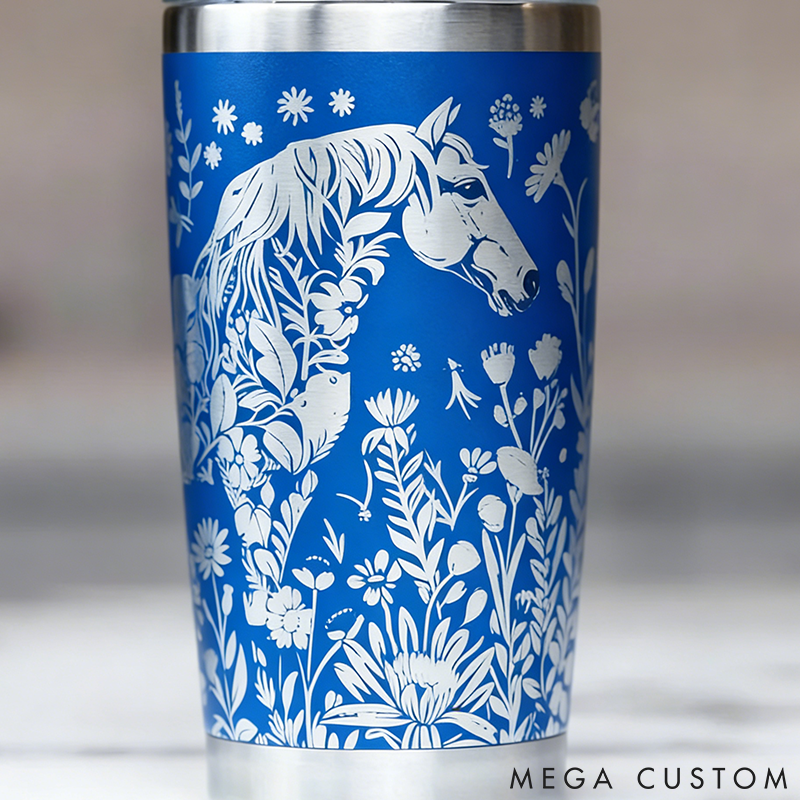 Personalized Pet Lover Floral Horse 20oz Tumbler