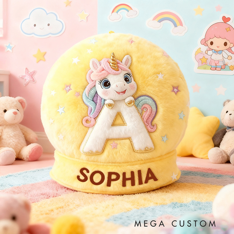 Personalized Initial Letter Shape Custom Name Soft Decorative Gift Magical Princess Style Cozy Girls Room Dream Purple Graphic 3D Print Pillow