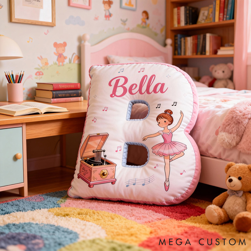 Personalized Ballet Dancers Letter Pillow with Name Soft Stuffed Toy for Kids and Ballet Dancer Unique Decorative Cushion for Girls' Room