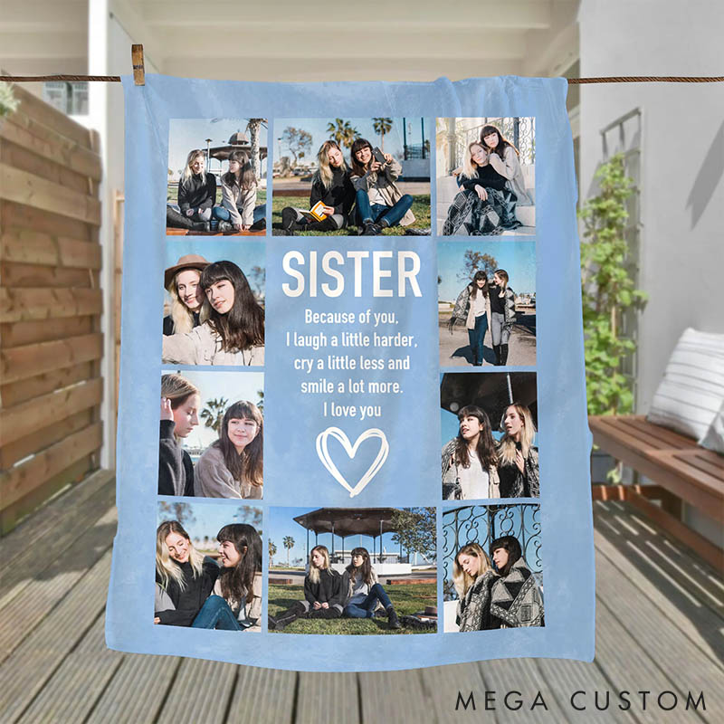 Personalized Besties Best Friend Soft Throw Blanket Custom Home Decor Blanket Galentine's Birthday Gift Photo Collage Blanket for Her