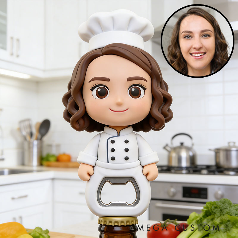Personalized Chef 3D Face Bottle Opener Bachelor Parties & Bar Decor