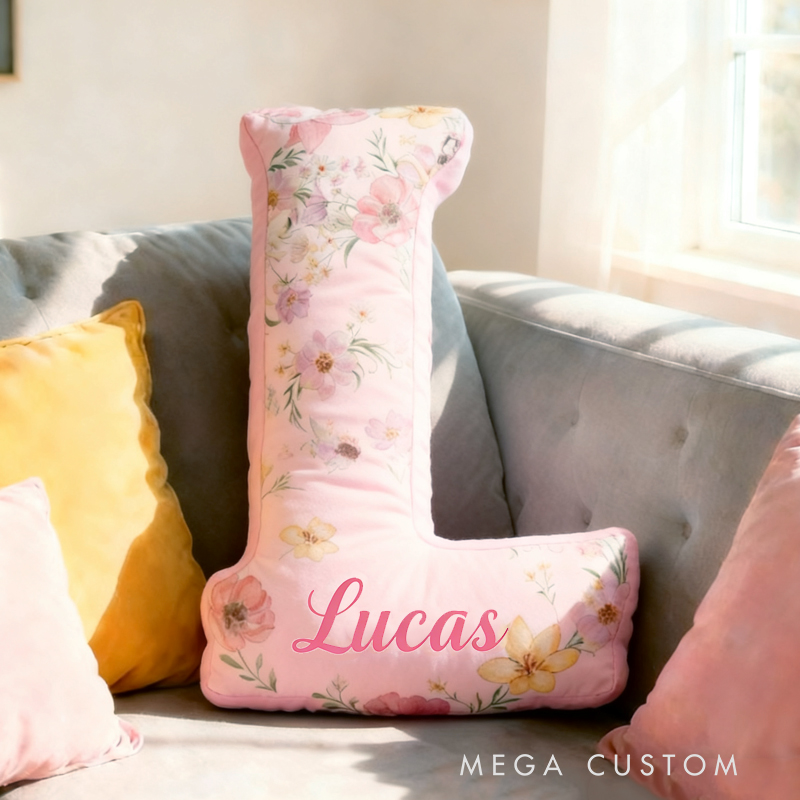 Personalized Flower Fairy Initial Name Pillow Christmas Gift for Kids