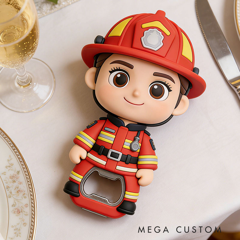 Personalized Firefighter 3D Face Bottle Opener Bachelorette Parties & Bar Decor