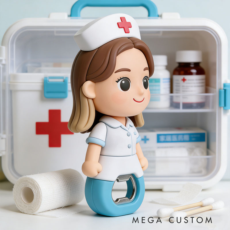 Personalized Nurse 3D Face Bottle Opener Bachelorette Parties & Bar Decor