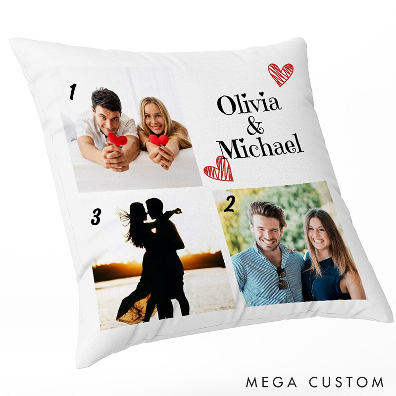 Personalized Couple Custom Photo Throw Pillow with Date Home Pillow Valentine's Day gift for Husband Wife Romantics Anniversary Gift for Him Her