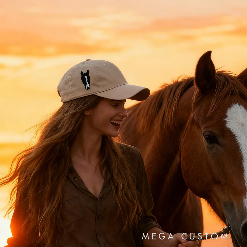Personalized Embroidered Horse Face Photo Baseball Cap with Birthday Christmas Gift for Friends Equestrian Enthusiasts Riding Lovers