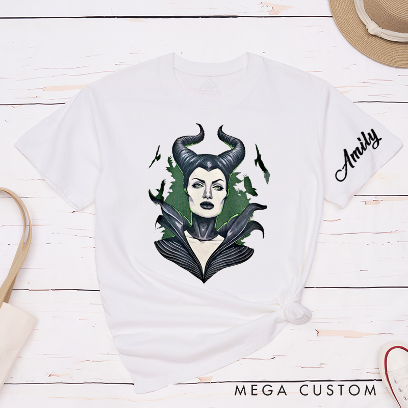 Personalized Gothic Horned Queen Classic T-Shirts Custom Dark Fantasy Gift Unique Art TShirt Birthday Present for Women Men Unisex Stylish Apparel