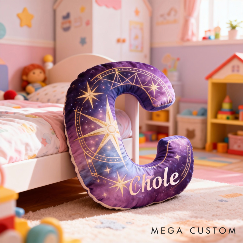 Personalized Magic Letter Pillow Decorated with Name for Kids Magic Lovers Unique Decorative Cushion for Girls' Room