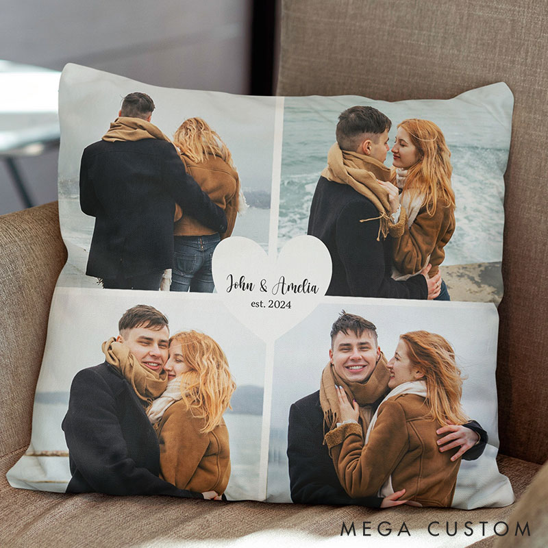 Personalized Couple Custom Photo Throw Pillow Home Pillow Valentine's Day gift for Husband Wife Romantics Anniversary Gift for Him Her