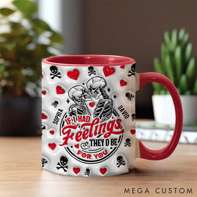 Personalized Skeleton Couple Mug If I Had Feelings They’d Be for You Couple Gothic Accent Mug Valentine's Gift