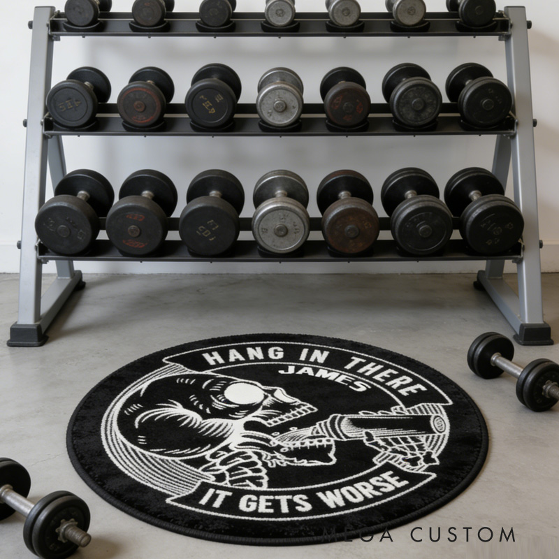 Personalized Gym Rat Funny Rug  Doormat and Workout Transform Gym Space with Custom Name Powerlifting Gift Funny Fitness for Fitness Gym Owner Lovers
