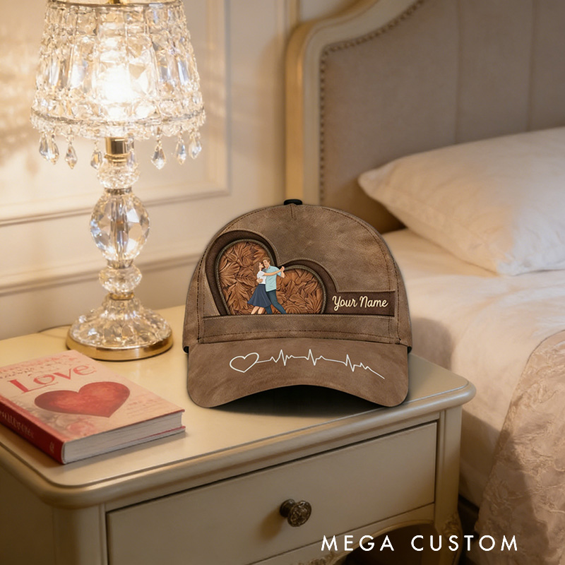Personalized Name and Photo Cartoon Baseball Cap for Lover Family Perfect Couple Dance Lovers Custom Gift Hat with Unique Design for Valentine's Day Anniversary
