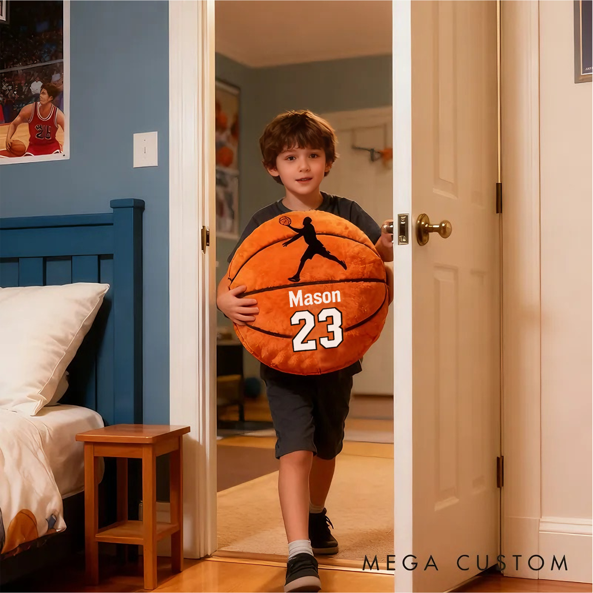 Personalized Basketball Pillow with Custom Name and Jersey Number for Kids and Sports Fans