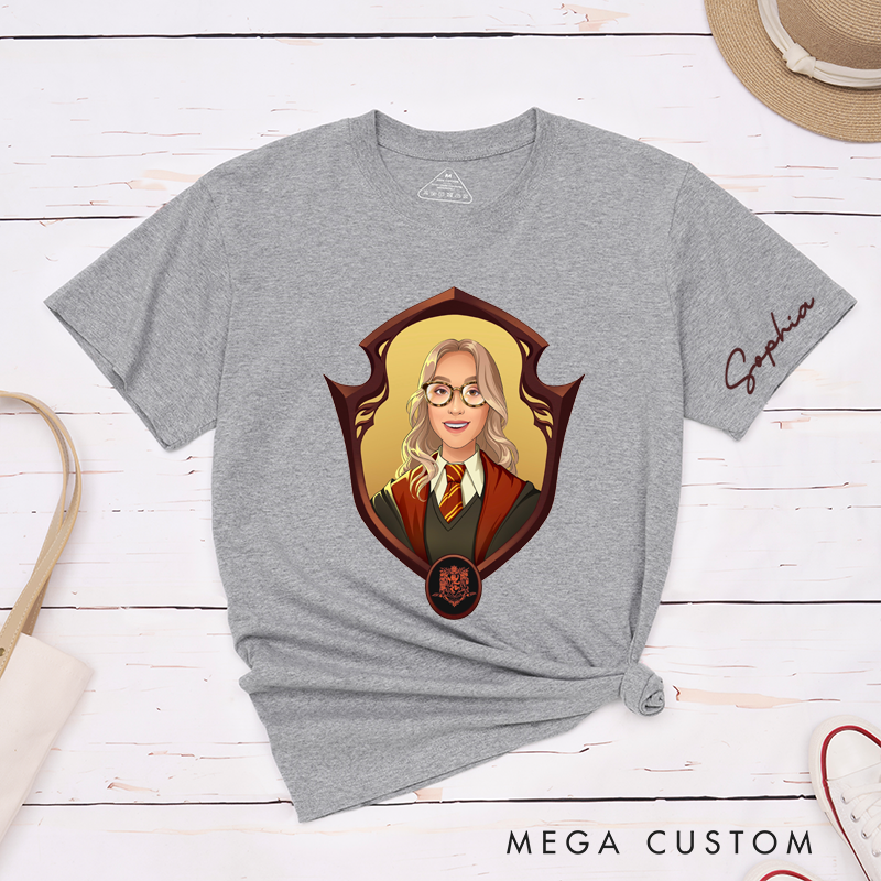 Personalized Custom Crest Family Name Classic T-Shirts  Unique Gift Idea with Stylish Glasses Illustration Perfect for Birthday Graduation