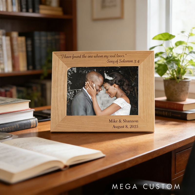Personalized Bible Verse Picture Frame with Custom Name and Date Christian Wedding Gift Anniversary Gift Valentine's Day Gift for Couple