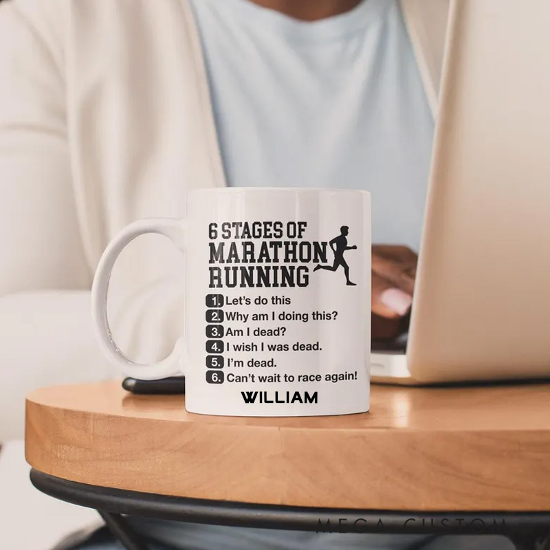 Personalized Funny Marathon Mug Ceramic Coffee Cup Running Exercise Humor Workout Present Exercise Lover Gift for Gym Lover