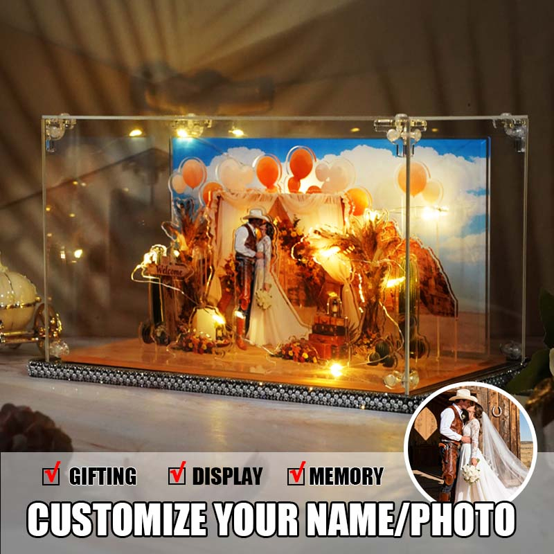 Personalized Western-themed Wedding Miniature Landscape DIY Acrylic Standee Wedding Anniversary Gift