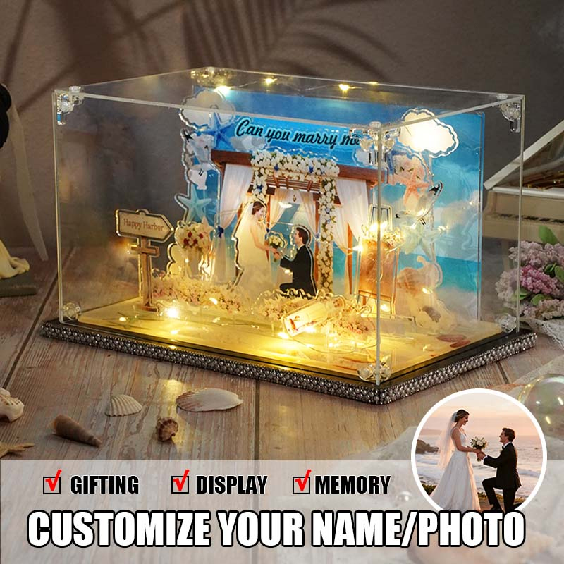 Personalized Seaside Wedding Theme Stand Wedding Acrylic 3D Photo Frame Wedding Gift