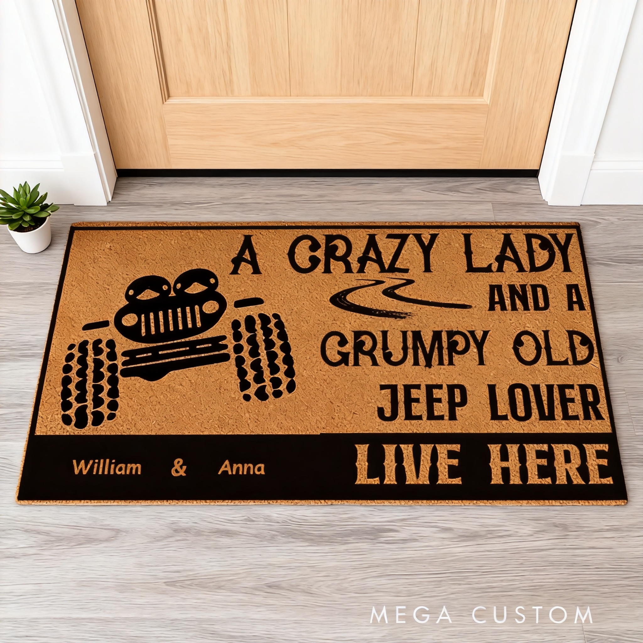 Personalized Jeep Lover Doormat Custom Name Entry Rug Funny Car Enthusiast Welcome Mat Gift For Couple Family