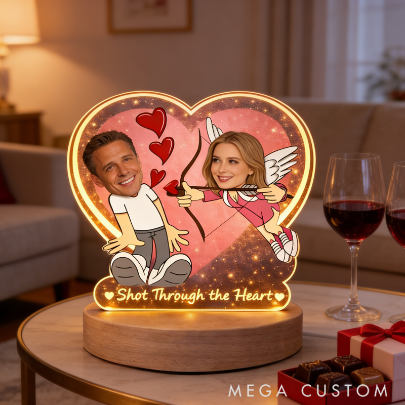 Personalized Cupids Arrow Night Light for Couples - Playful Romantic Bedroom Decor Anniversary Gift