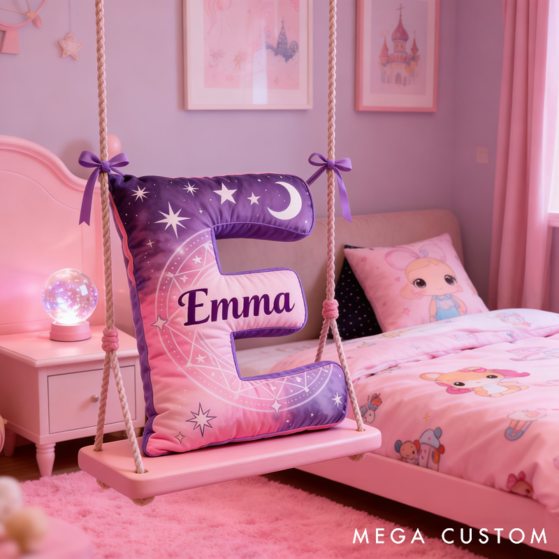Personalized Gradient Colors Cartoon Magic Letter Pillow with Your Name Soft Stuffed Toy for Kids Unique Decorative Cushion for Girls' Room