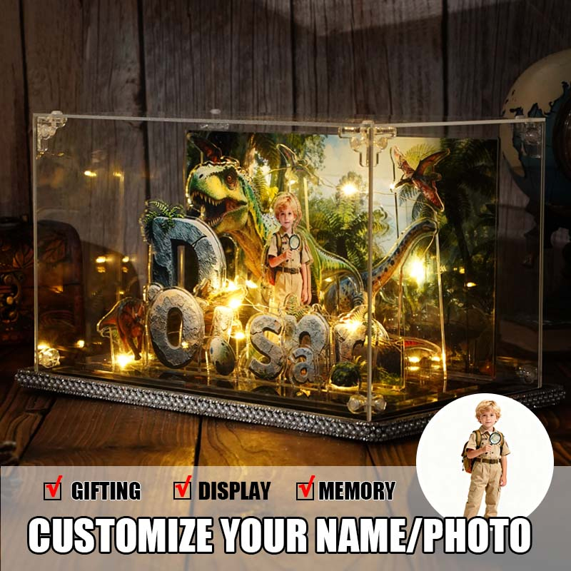 Personalized Jurassic-era Dinosaur 3D Acrylic Forest Photo Customization