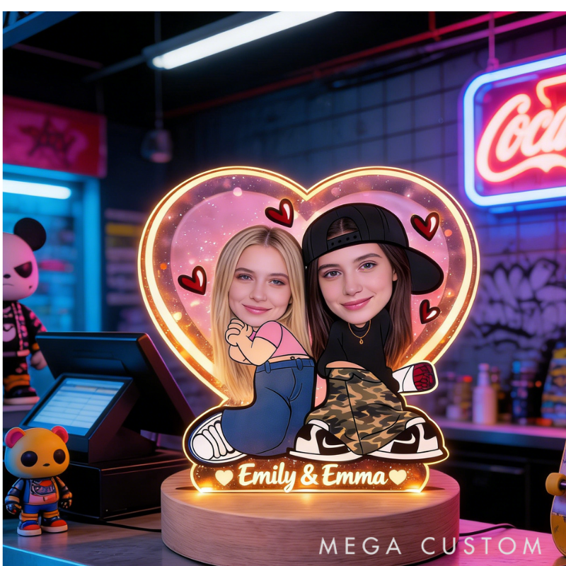 Personalized Girls Love Romantic Night Light - Bedroom Decor Anniversary Gift for Sweethearts