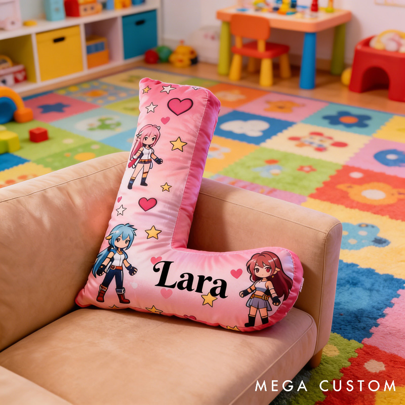 Personalized Heart Anime Letter Pillow with Name Perfect Gift for Anime Lovers Gamers and Kids for Valentine's Day Anniversary birthday