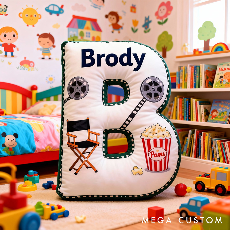 Personalized Popcorn Movie Viewing Letter Pillow for Movie Lovers Initial Pillow Christmas Birthday Party Gift for Kids and Movie Lovers