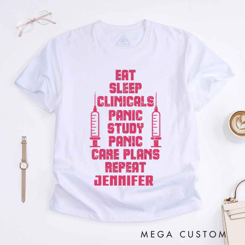 Personalized Nurse T-Shirts Nursing Student Routine Fashion Design T-Shirts