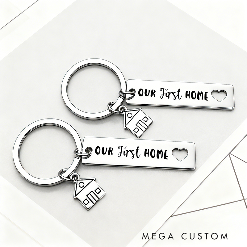 Personalized Home Love Couples Keychain Engraved Custom Practical Housewarming Gift for Partners