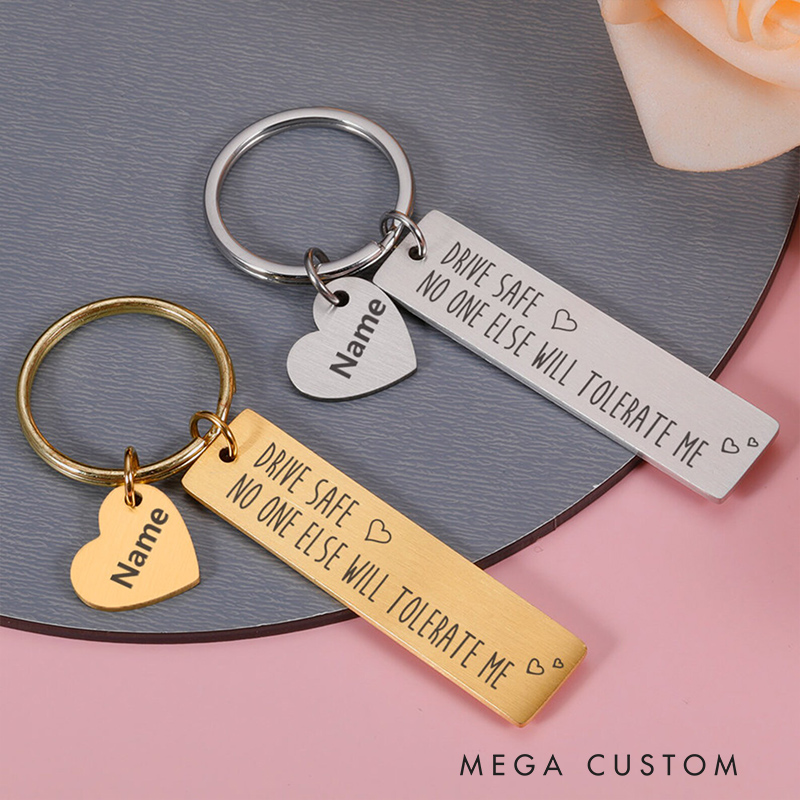 Personalized Safe Driving Keychain Custom text Meaningful Gift for Beloved