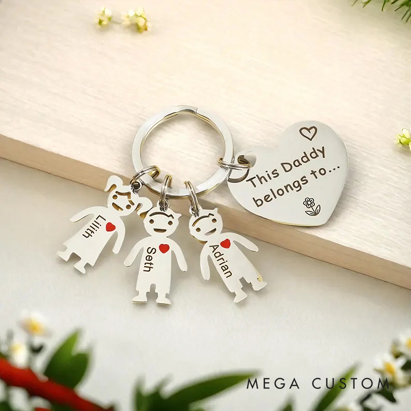 Personalized Family Keychain Custom Kids Pets Names Engraved Perfect Gift for Family Members