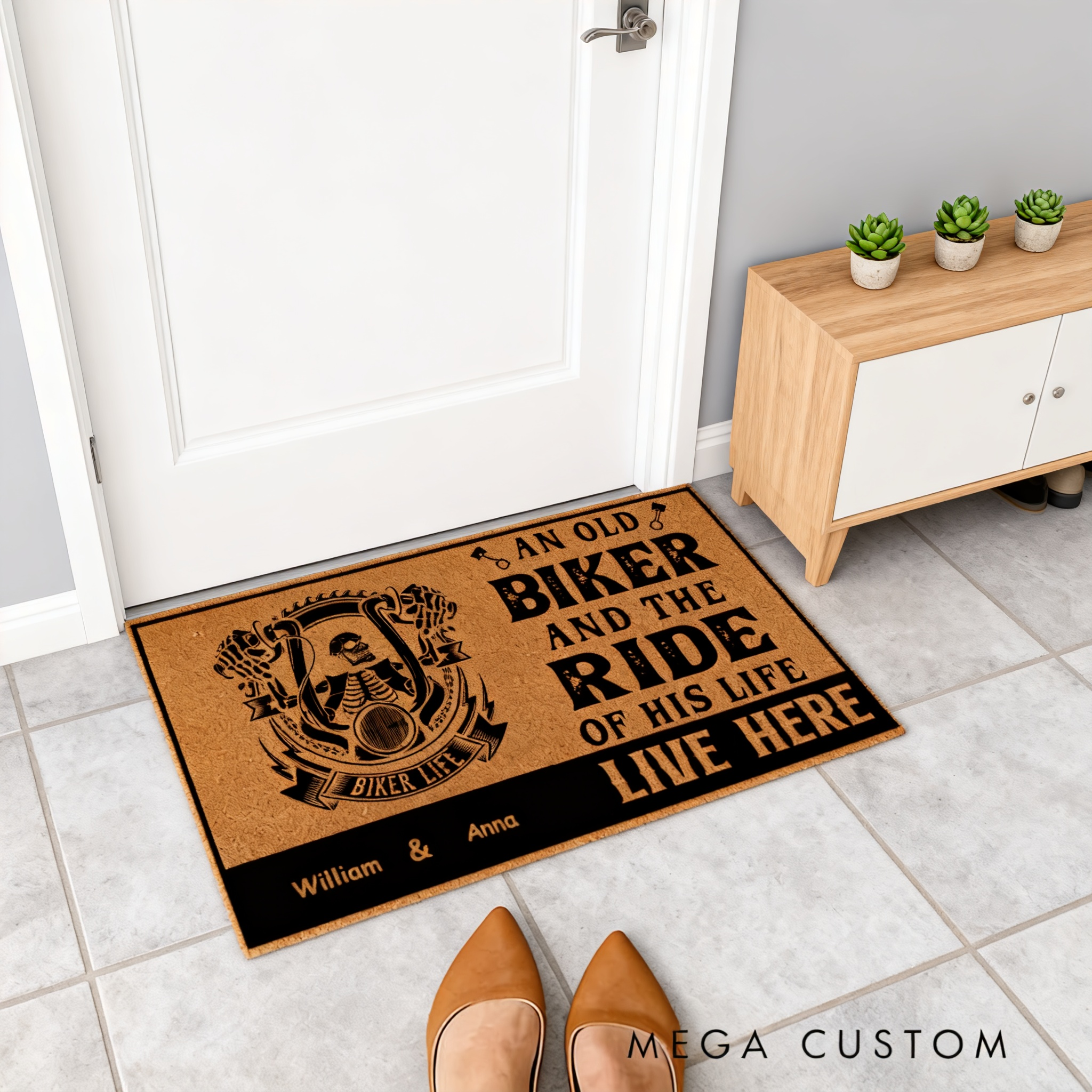 Personalized Biker Gifts Custom Motorcycle Doormat with Names for Biker Couple Home Entry Decor