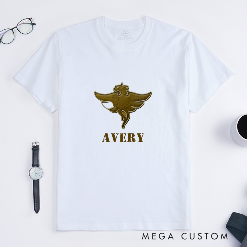 Personalized Phoenix Bird Classic T-Shirt Custom Name Unique Gift Unisex Casual Tee for Men and Women Perfect Custom Present for Family Friends