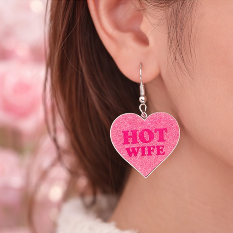 Personalized Heart Shaped Barbie Style Earrings Custom Name Holiday Gift for Her