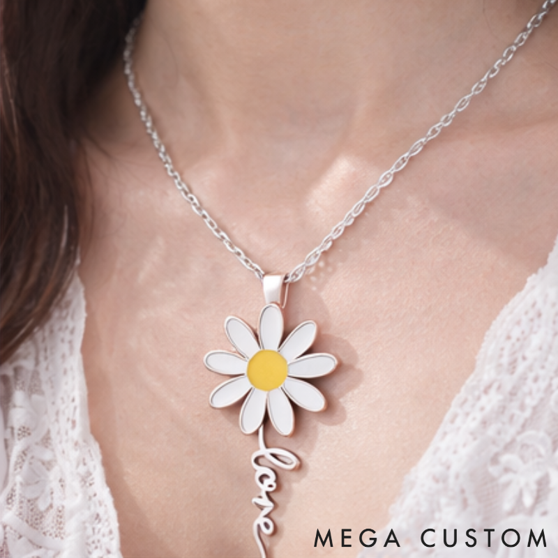 Personalized Dainty Daisy Necklace Custom Name Charming Holiday Gift for Her
