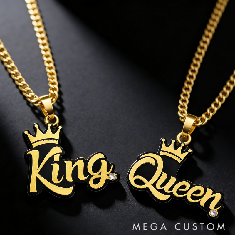 Personalized Matching Crown Inspired Necklaces Symbolizing Love Elegant Holiday Gift for Couples