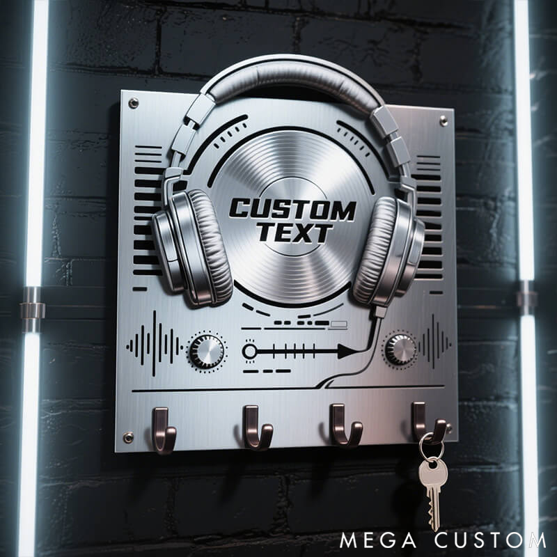 Personalized Metal Keychain with DJ Headphone Design Gift for Music Lovers