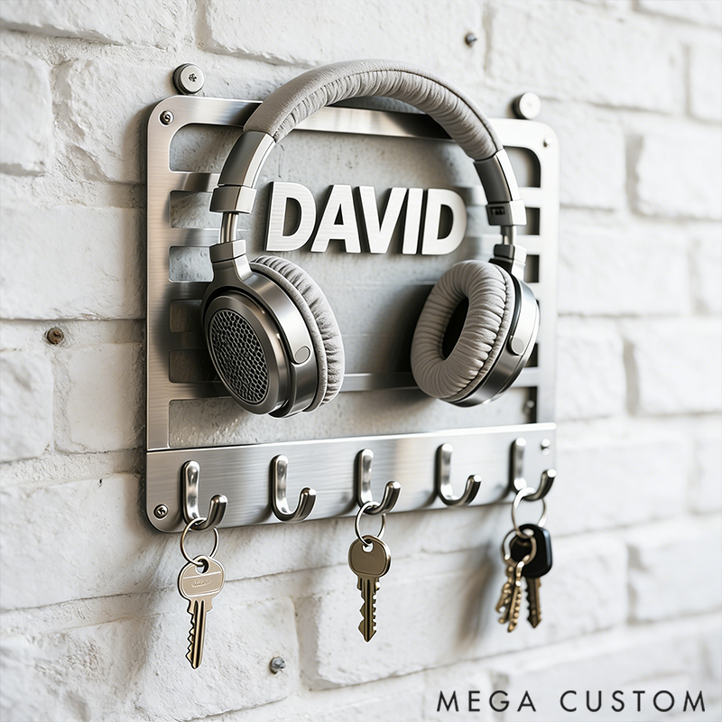 Personalized Headphones Wall Hook Decoration Made of Metal Gift for Music Lovers