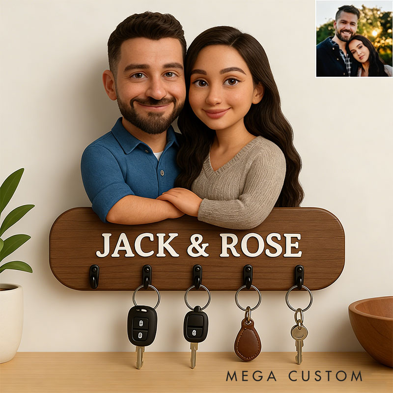 Personalized keychain with Photo Cartoon for Couples Valentine's Day Gift