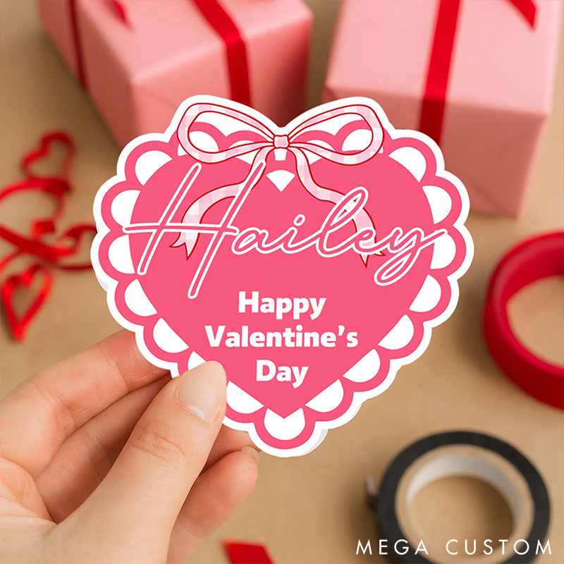 Personalized Romantic Heart Shaped Stickers Labels with Name Gift Decor Valentine's Day Stickers Gift for Couple Anniversary Gift for Her for Lovers