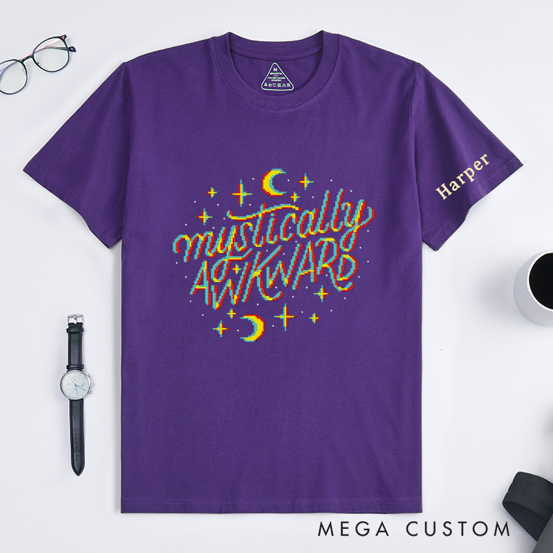 Personalized Mystically Unisex Classic T-Shirts Unique Retro Pixel Art Design Customizable Gift for Friends Astrology Lovers Quirky Fashion