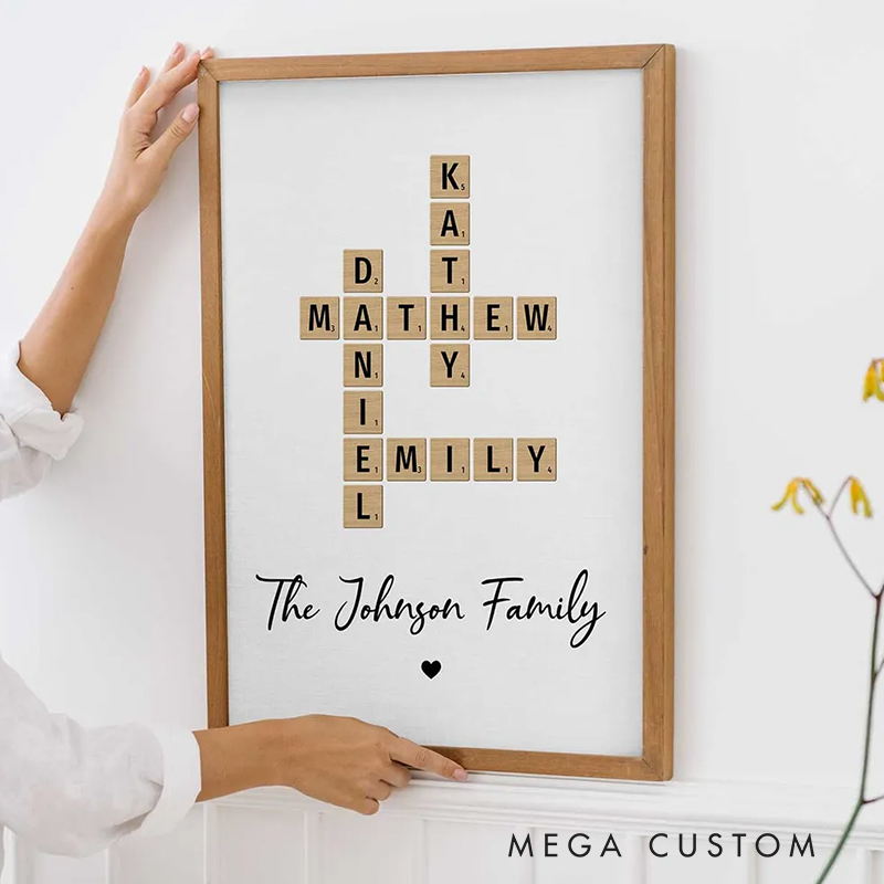 Personalized Family Crossword Art Poster Created In A Moment Treasured Forever Family Gift