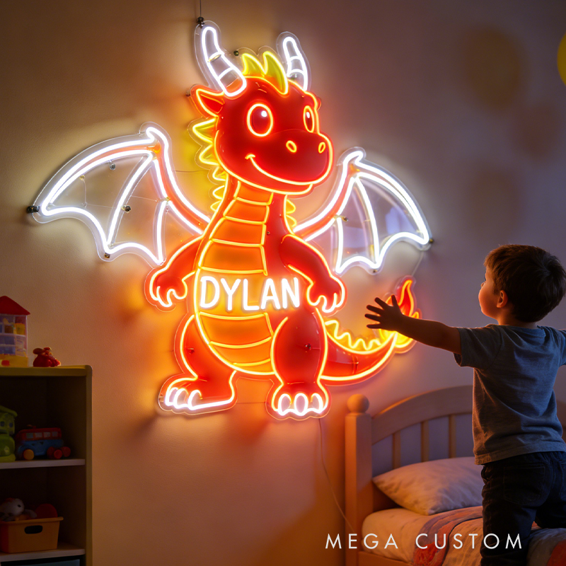 Personalized LED Fire-Breathing Dragon Neon Sign Perfect Choice for Birthdays or Any Special Celebration