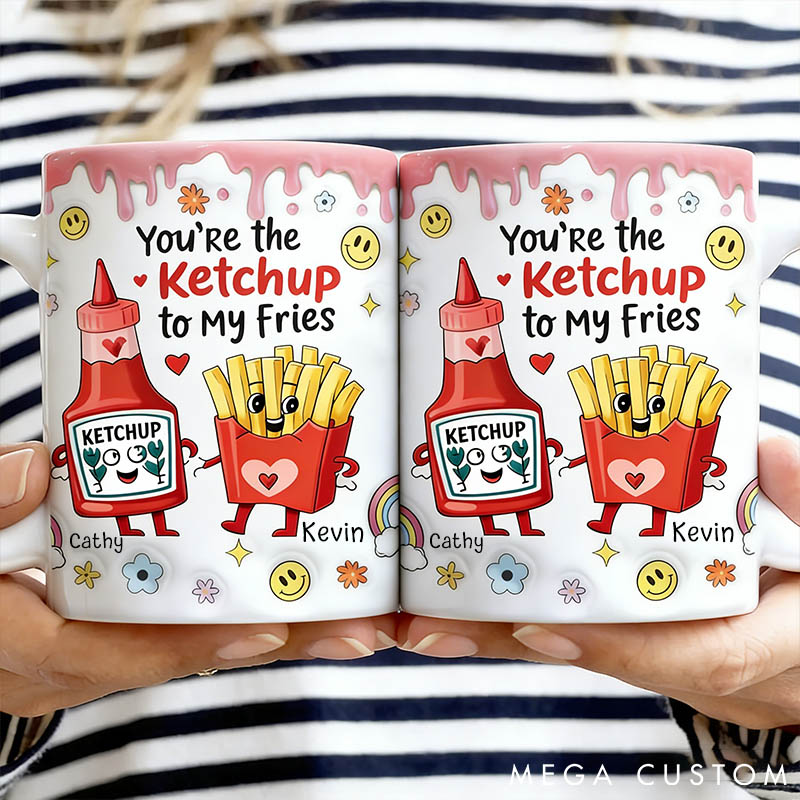 Personalized Food Pun Couple Mug Custom 3D Inflated Effect Printed Mug Couple Valentine's Gift Mug for Husband Wife