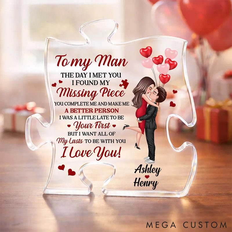 Personalized Puzzle Acrylic Plaque The Day I Met You I Found My Missing Piece Valentine's Gift for Couple Home Decor Plaque
