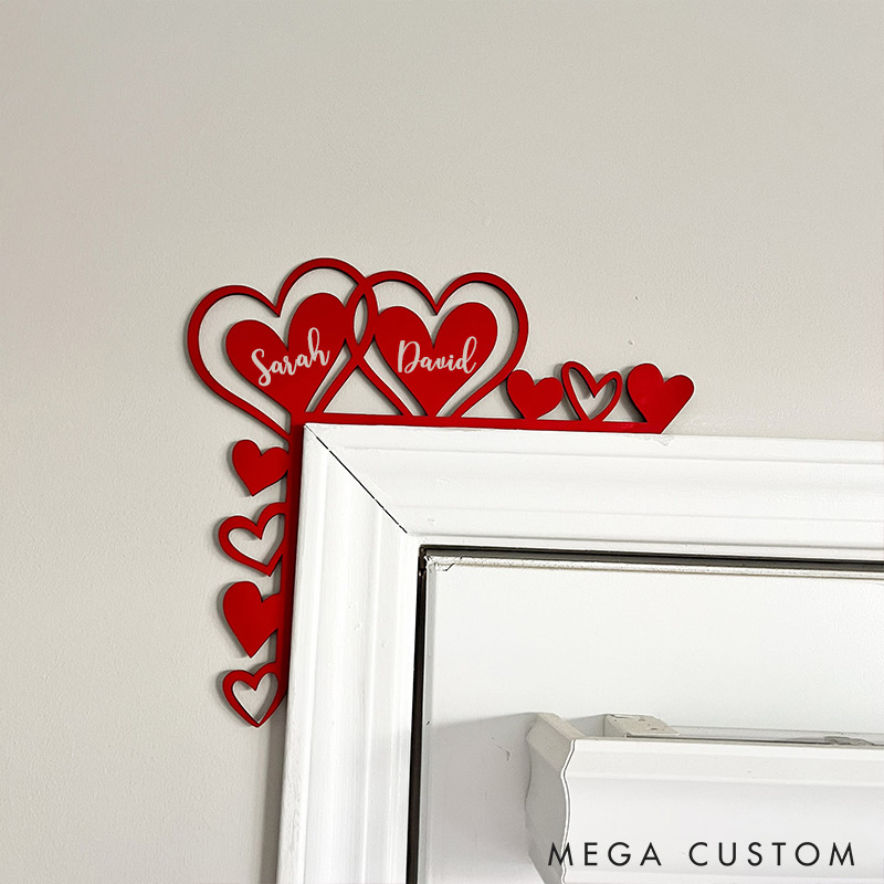 Personalized Couple Red Heart Door Corner Wood Sign Romantic Love Our Happy Corner Together Couple Home Decor Valentines Gift for Couple for Wife Husband