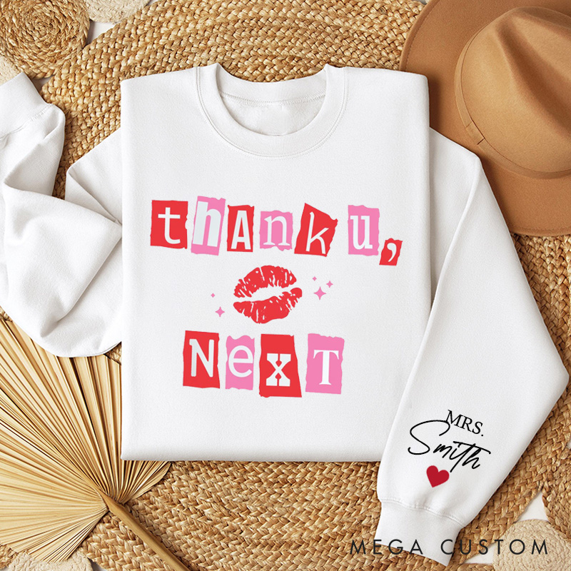 Personalized Women Thank U Next Divorced Sweatshirt Custom Newly Divorced Anti Valentine Hoodie Divorced Party Gift Valentine's Day Gift for Her